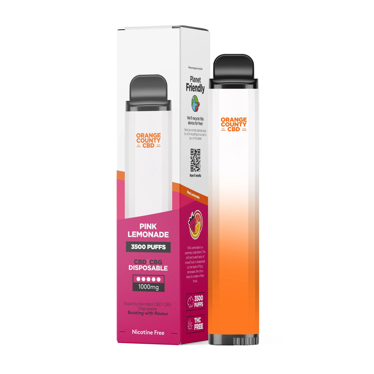 CBD + CBG Vape Pink Lemonade 3500 Puff (1000mg)